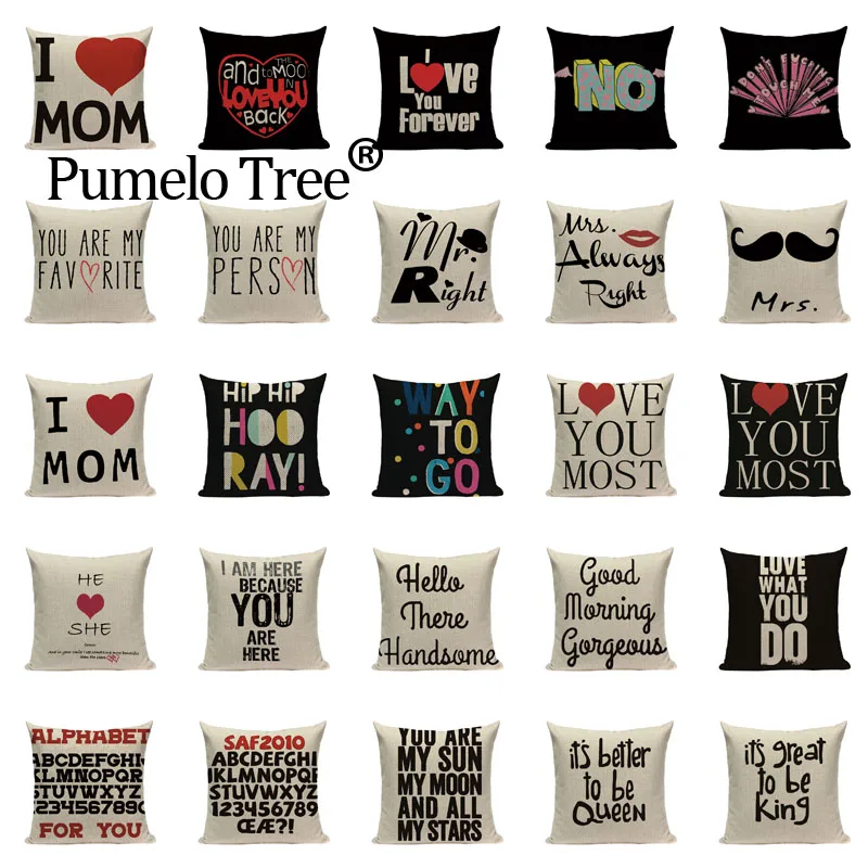Высокое качество Красочные жизни любовь чехол для подушки с буквами Coussin