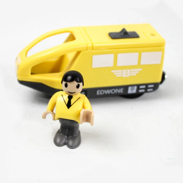 EDWONE Yellow Детский Электрический поезд набор игрушек поезд литой слот игрушка подходит для стандартного деревянного поезда Железной Дороги - Цвет: EDWONE Yellow