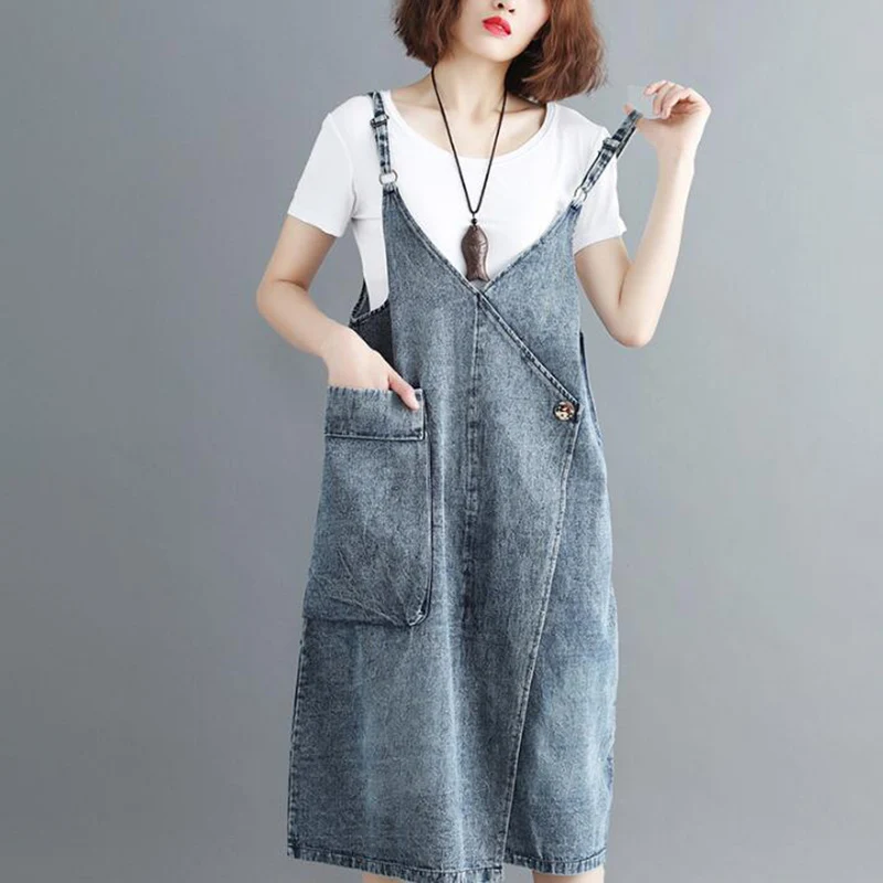 Женское джинсовое платье с v-образным вырезом повседневное элегантное на