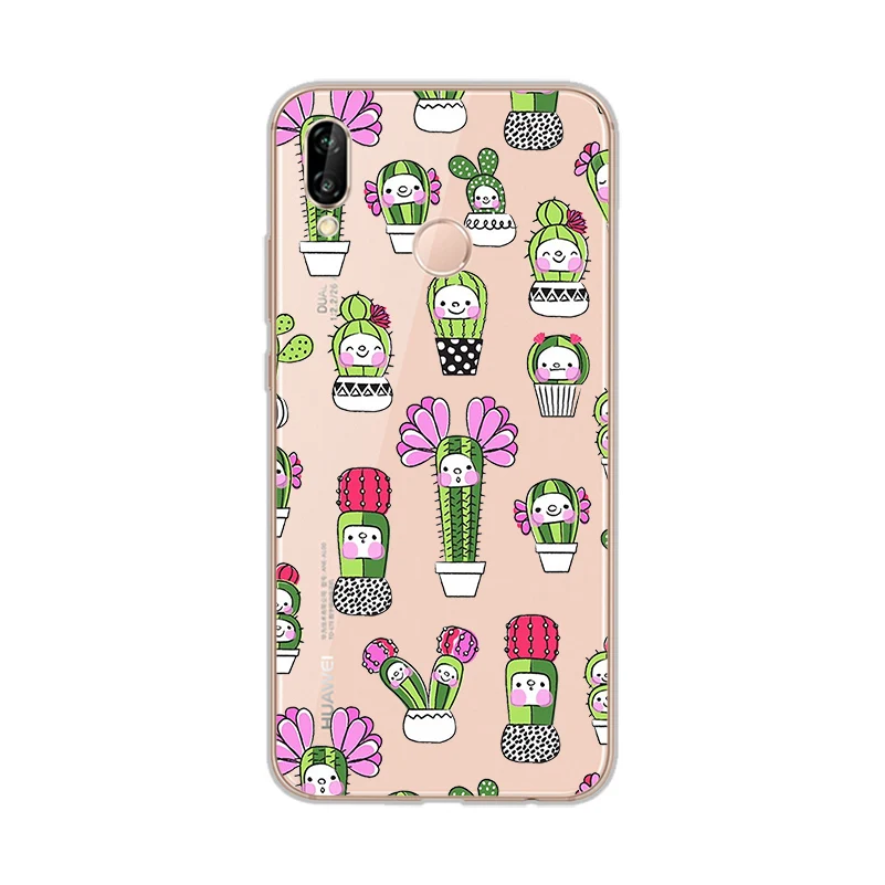 ciciber Phone Cases for Huawei P20 P8 P9 P10 Mate 20 10 9 Lite 2017 X Pro Soft TPU Back Cover P Smart 2019 Cactus |