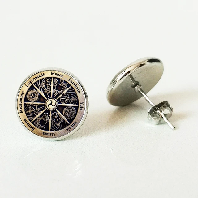 VINTAGE Seal Zodiac Witchcraft Glass Stud Earrings Crescent Vintage Ms./Men | Украшения и аксессуары