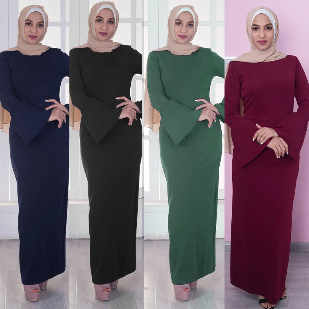 Женские Модные топы vestido мусульманское скромное платье Abaya Turkey длинный халат