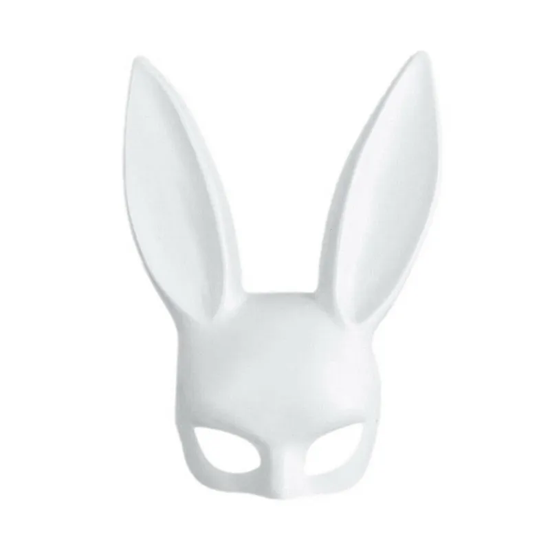 White matte Mark Black/женская сексуальная маска с кроличьими ушками, милые длинные уши кролика, повязка маска на Хэллоуин, маскарад, вечерние аксессуары для косплея - Color: White matte