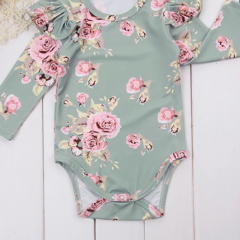 Детский хлопковый комбинезон с длинным рукавом цветочным принтом|baby girls clothing|kids