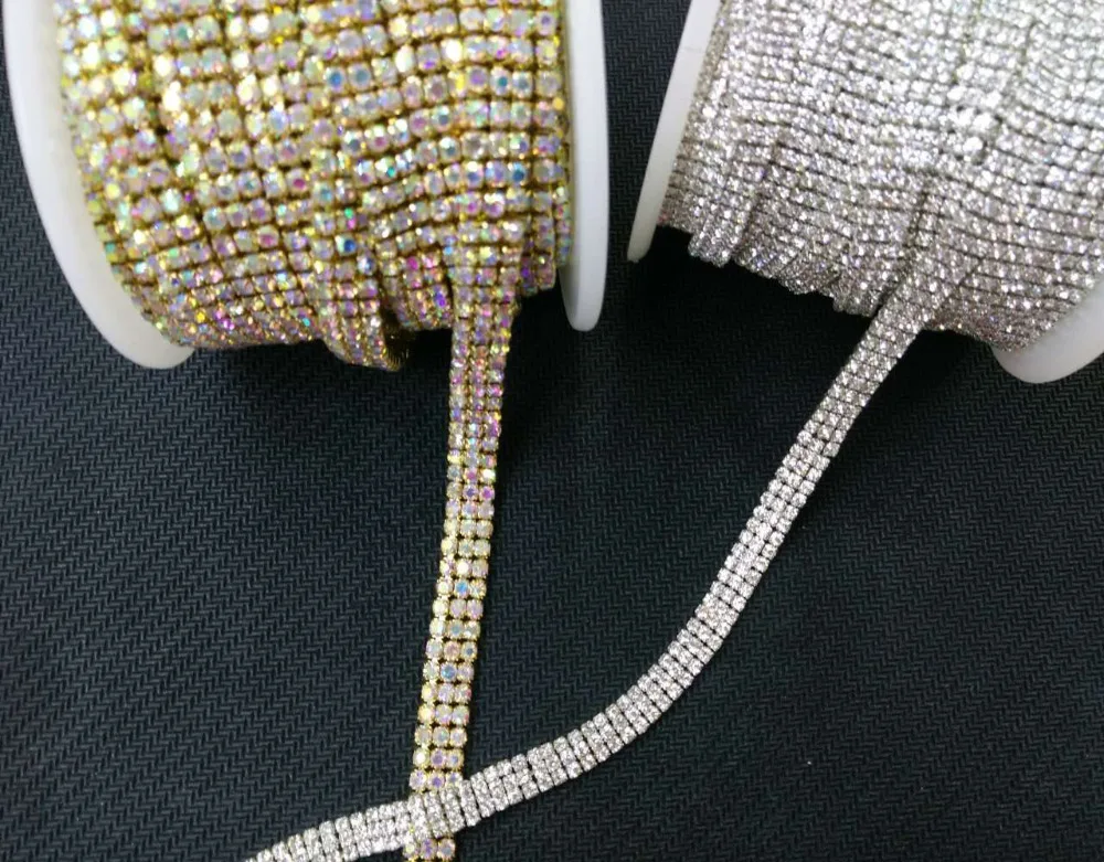 5 ярдов сделай сам 3 ряда хорошего качества искусственные кристаллы AB цветные