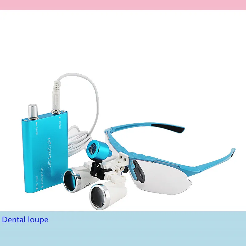 Лупы 3 5x 420 мм + светодиодный светильник (синий)|dental glasses|dental loupesloupes dental |