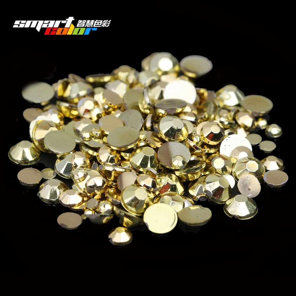 

Newest Fashion Many Sizes Jelly Gold Color Acrylic Rhinestones Shoes Clothing Decorations Sparkling Newest Nail Art Decorations