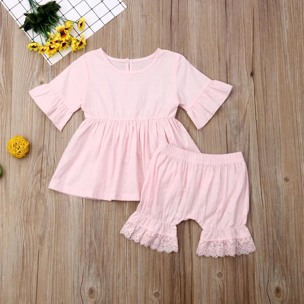 Милая одежда для маленьких девочек кофта с расклешенными рукавами платье +