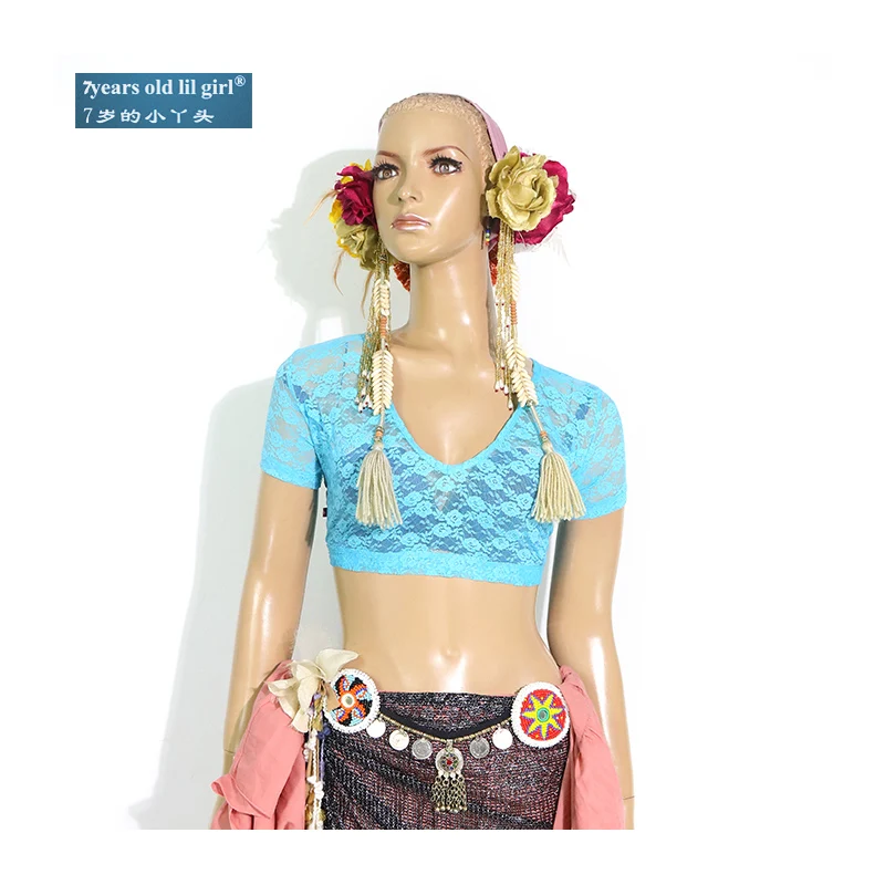 Кружевной топ для танца живота Ats Племенной чоли короткий рукав Для женщин костюм