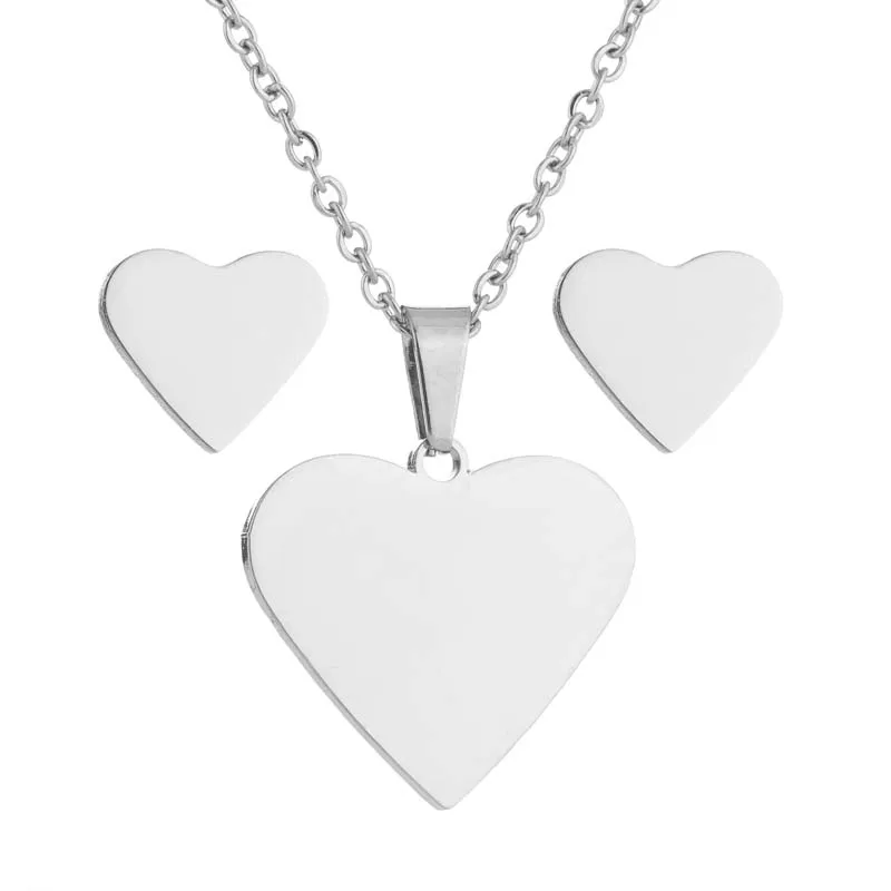 necklace set 068 Hfarich Мода Кролик Дерево Микки крест молния кулон из сердца с цветами ожерелье из нержавеющей стали ожерелье, комплект украшений для женщин - Окраска металла: necklace set 068