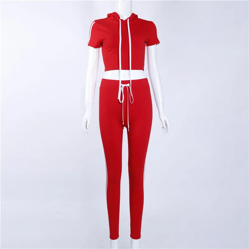 Женский спортивный костюм amberhear укороченный топ с капюшоном + штаны комплект из