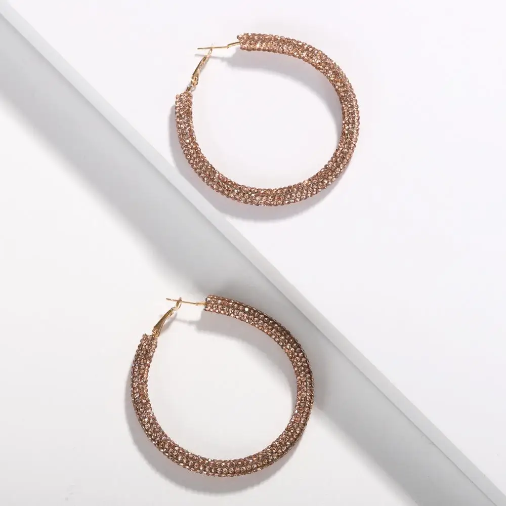 Женские серьги гвоздики с радужными кристаллами Girlgo большие круглые Висячие для