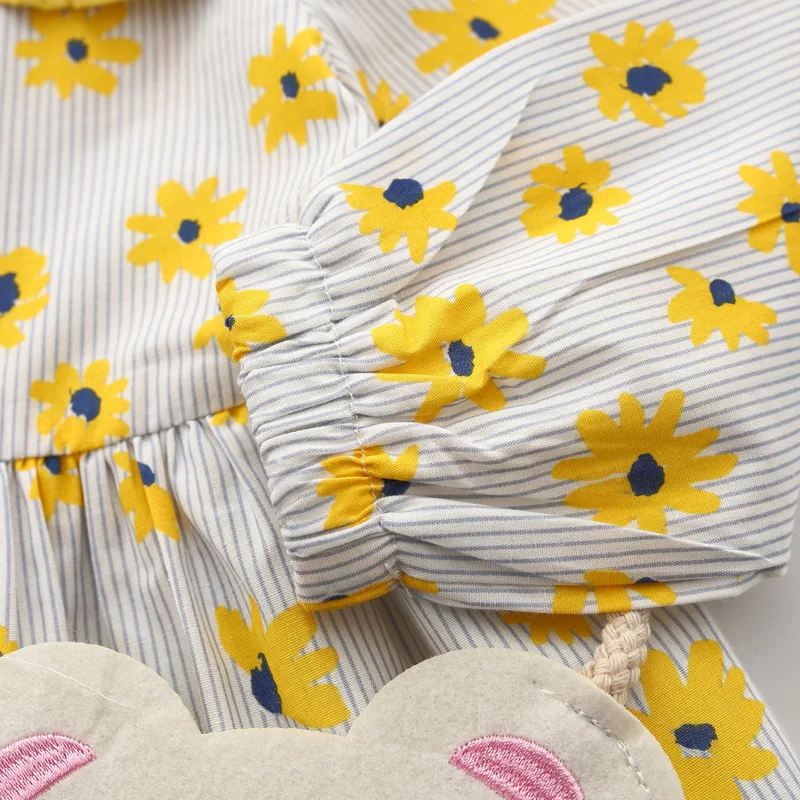 Осенне-весеннее платье для новорожденных одежда малышей Цветочное девочек