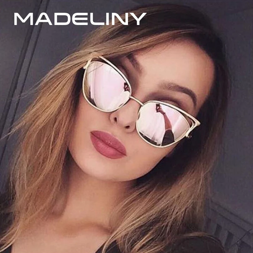 Женские солнцезащитные очки с кошачьим глазом MADELINY брендовые в оправе из сплава