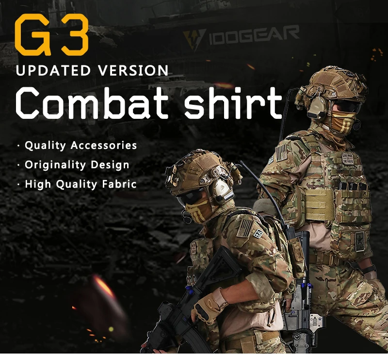 IDOGEAR Ghillie костюм боевой G3 тактическая рубашка Охота страйкбол одежда военная Камуфляж Мультикам черный 3101