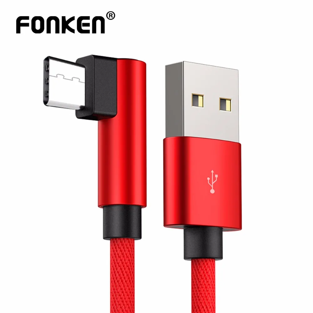 FONKEN тип изгиба C 90 градусов USB кабель для быстрой зарядки L образный зарядный шнур