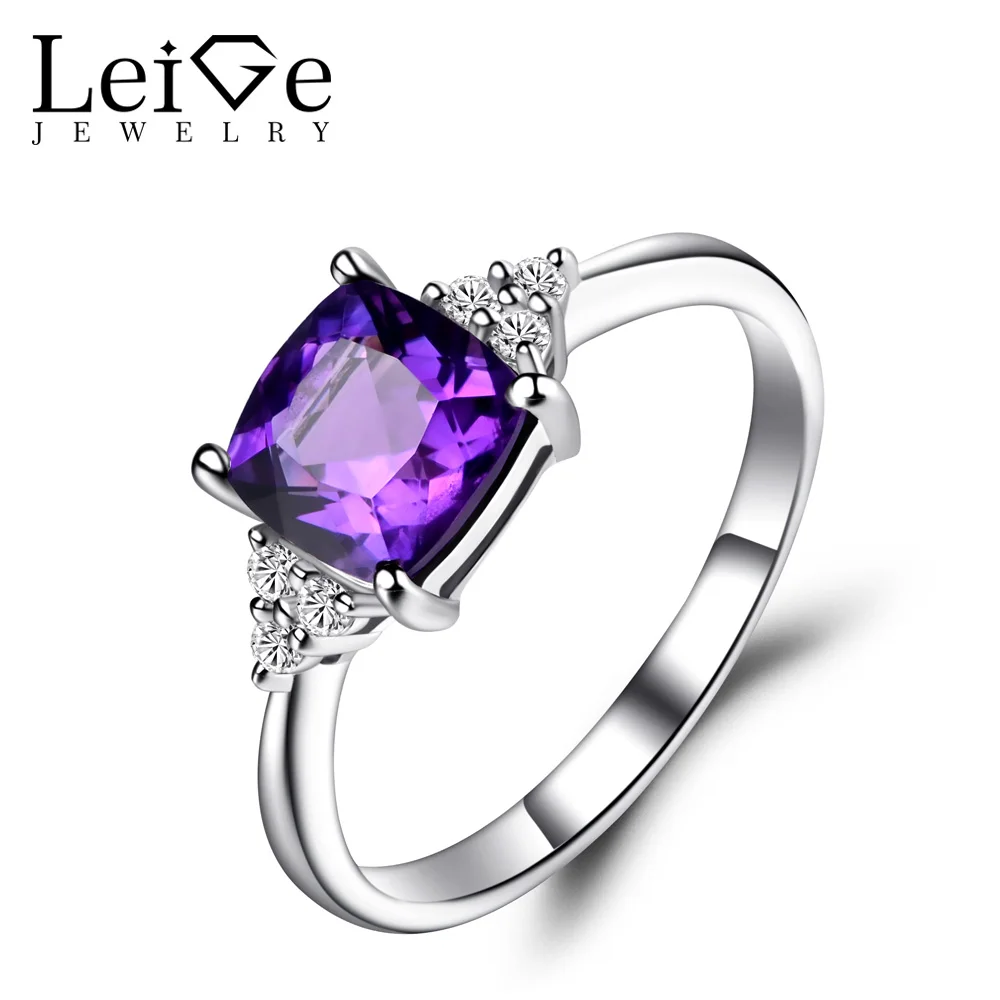 Женское кольцо из серебра 925 пробы с аметистом 7 х7 мм 1 5 карат|ring for|rings for womenring sterling