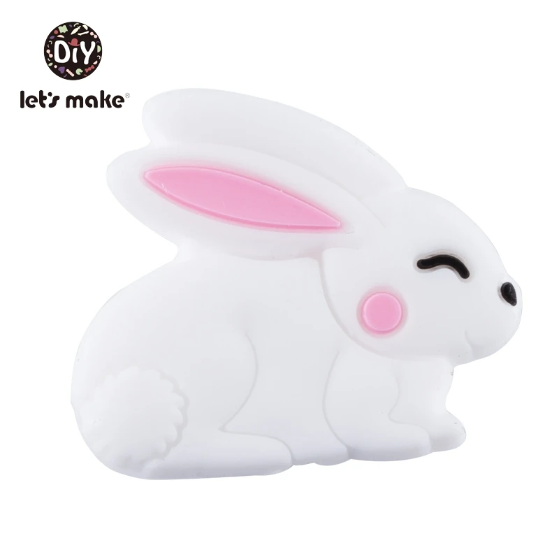 white rabbit Силиконовые Бусины, 3 шт, животные, Мультяшные формы, BPA бесплатно, силиконовые бусины для детей, качество еды, Прорезыватель для зубов, крошечные стержни, Детские Прорезыватели - Цвет: white rabbit