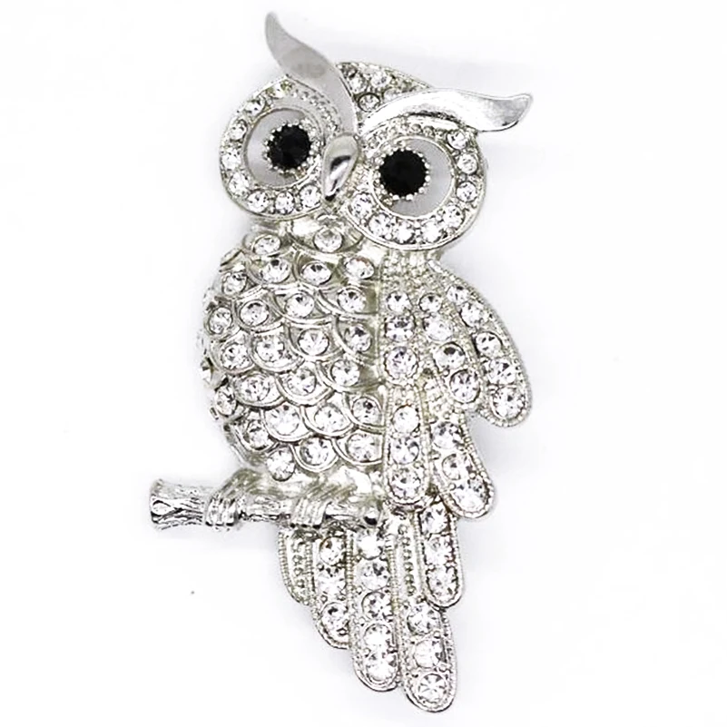 

Fashion Owl Style Shiny Crystal Inlay Lady Jewelry Rhinestone Brooches For Wedding Jewelry