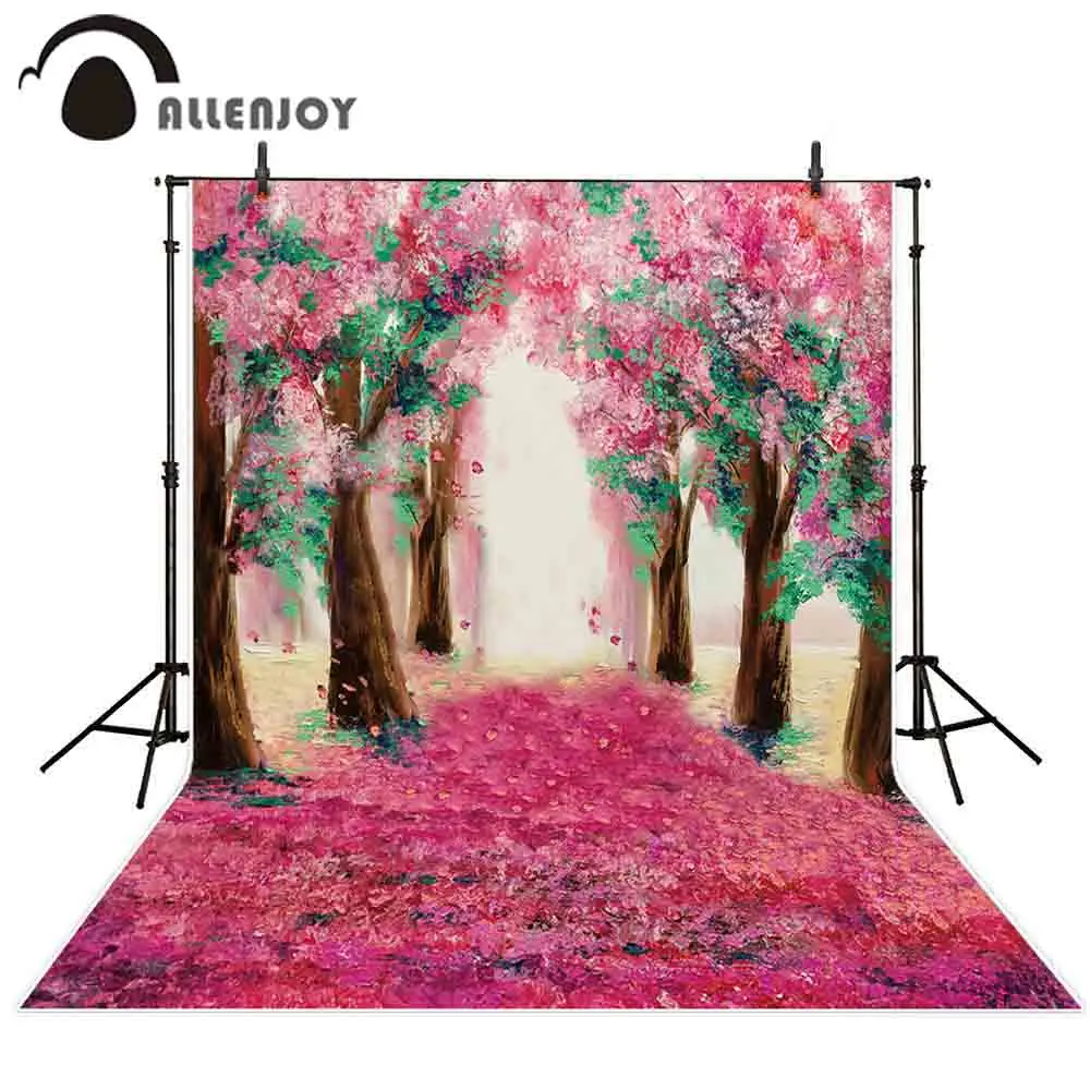 Allenjoy весенние фоны для фотосъемки розовые цветы Дерево лист художественная