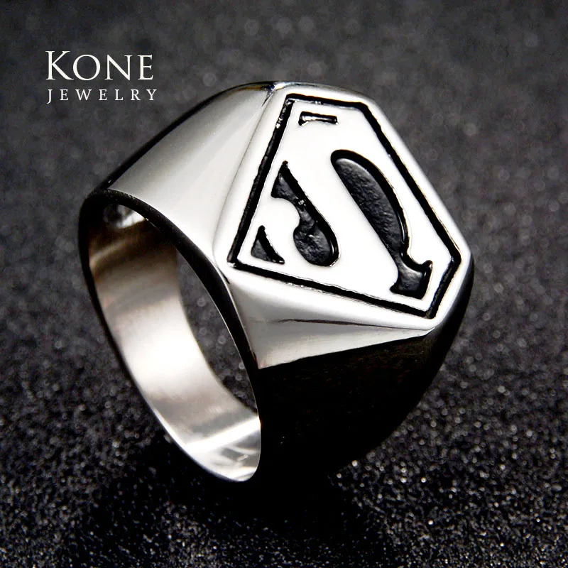 Высокое качество Панк Супермен Супер мощное кольцо миди из нержавеющей стали Signet