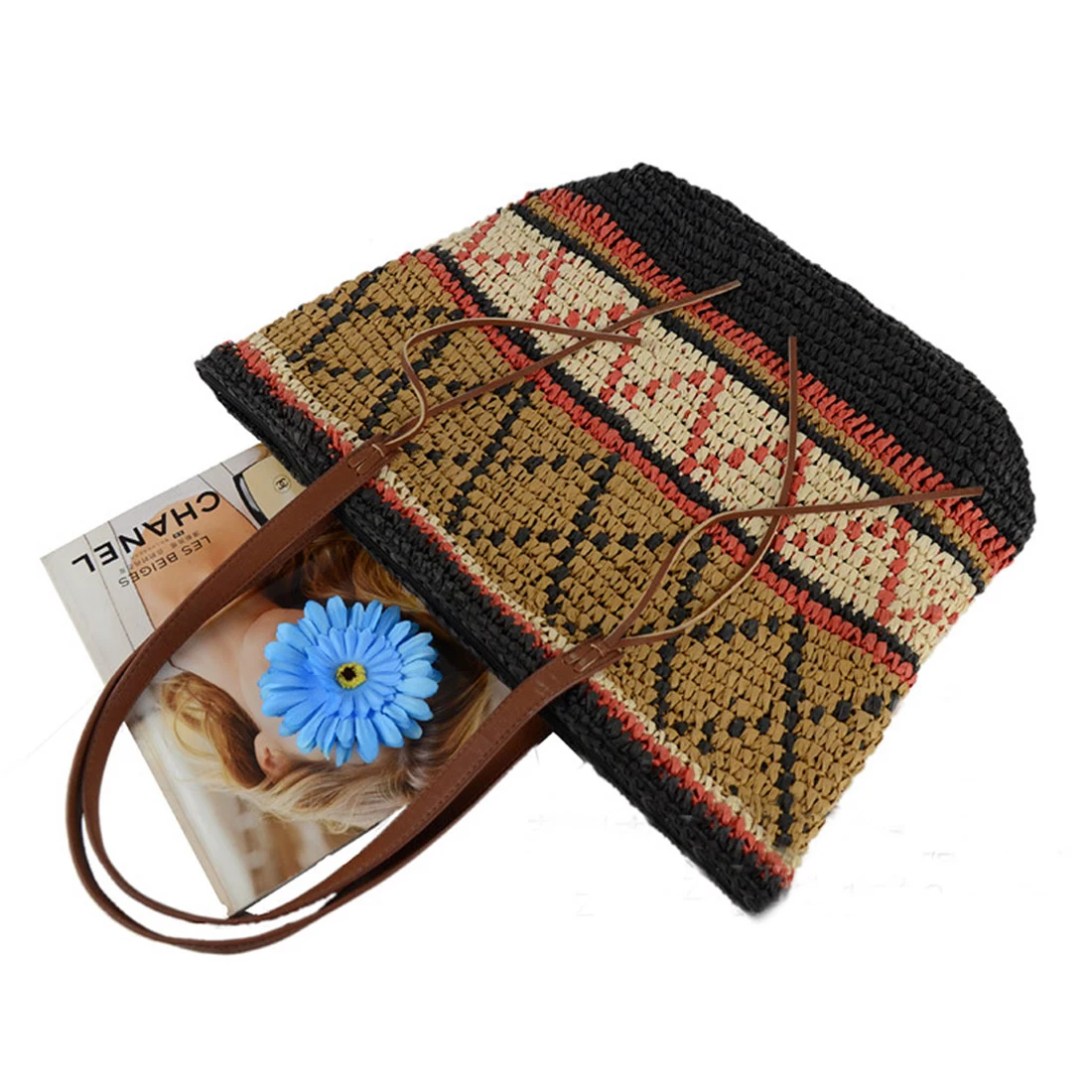 Соломенная тканая сумка на плечо 2019 Повседневная пляжная тоут из ротанга в стиле