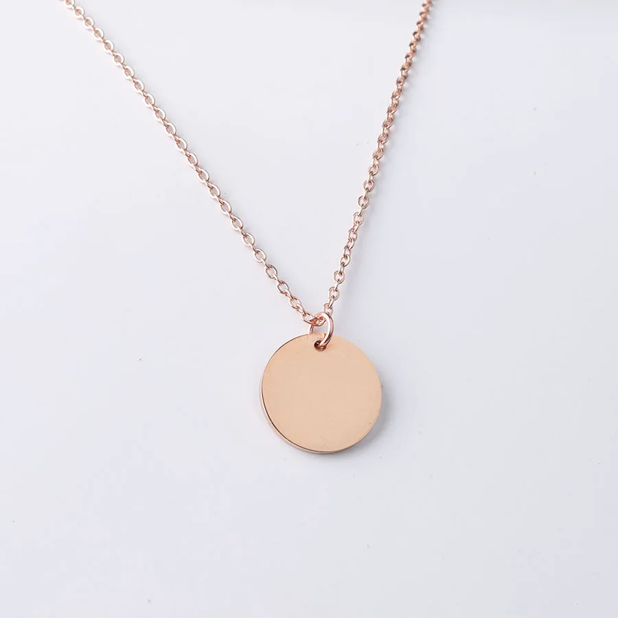 rose gold color Fnixtar нержавеющая сталь зеркальная полированная круглая пластина кулон цепочка на шею модное круглое Очаровательное ожерелье 45 см 5 шт./лот - Окраска металла: rose gold color