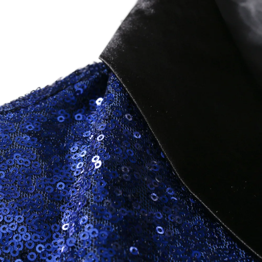 Shiny Red Sequin Bling Glitter Blazer Jacket Men 2019 New Shawl Collar One Button Nightclub Party Prom DJ Rock and Roll Costumes | Мужская