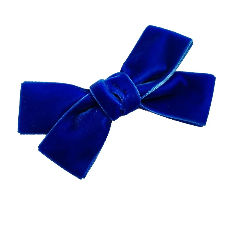 royal blue 12 шт./партия 3,8 дюймов бархатные банты для волос детский зажим для волос ребенок Аллигатор шпильки для волос аксессуары для волос ручной работы - Цвет: royal blue