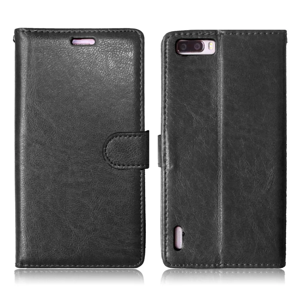 Роскошные моды сплошной цвет бумажник флип кожаный чехол для huawei honor 6 plus phone coques