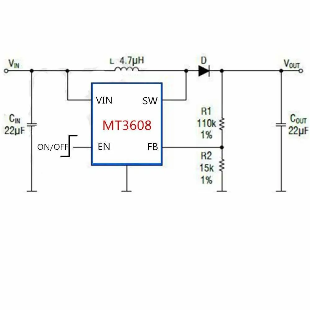 1 шт. MT3608 DC-DC повышающий усилитель конвертера модуль питания повышающий макс. выход 28 в 2a для Arduino