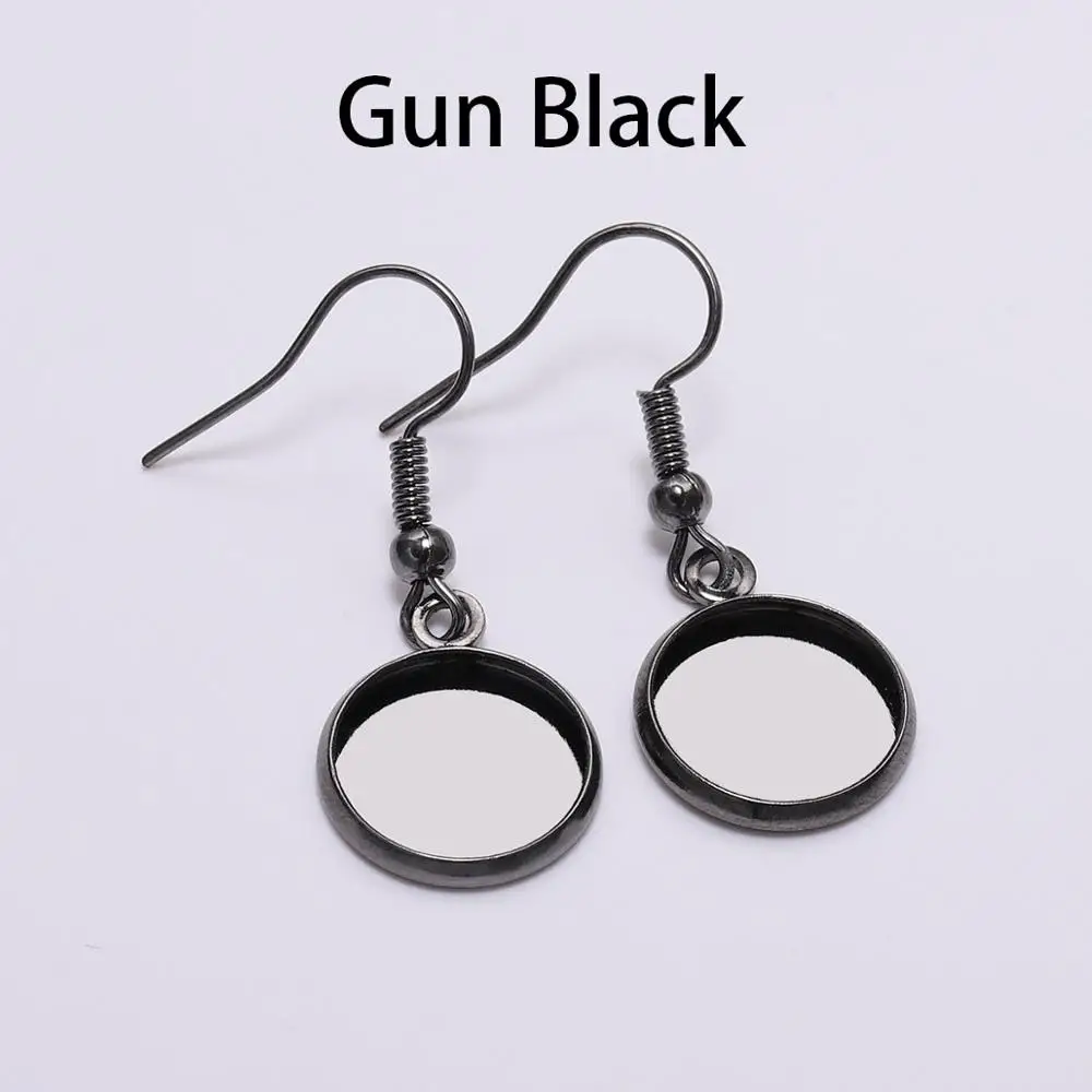Gun Black 10 шт. 10-25 мм Лоток ободок кабошон серьга крюк пустой установки Круглый Кулон Уха база результаты для DIY Стекло Драгоценности камеи решений - Цвет: Gun Black