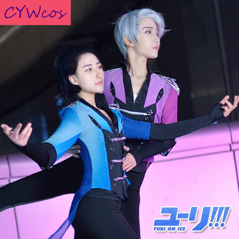 YURI! На льду пары катания на коньках Yuri Katsuki и Victor Nikiforov Косплей Костюм Униформа