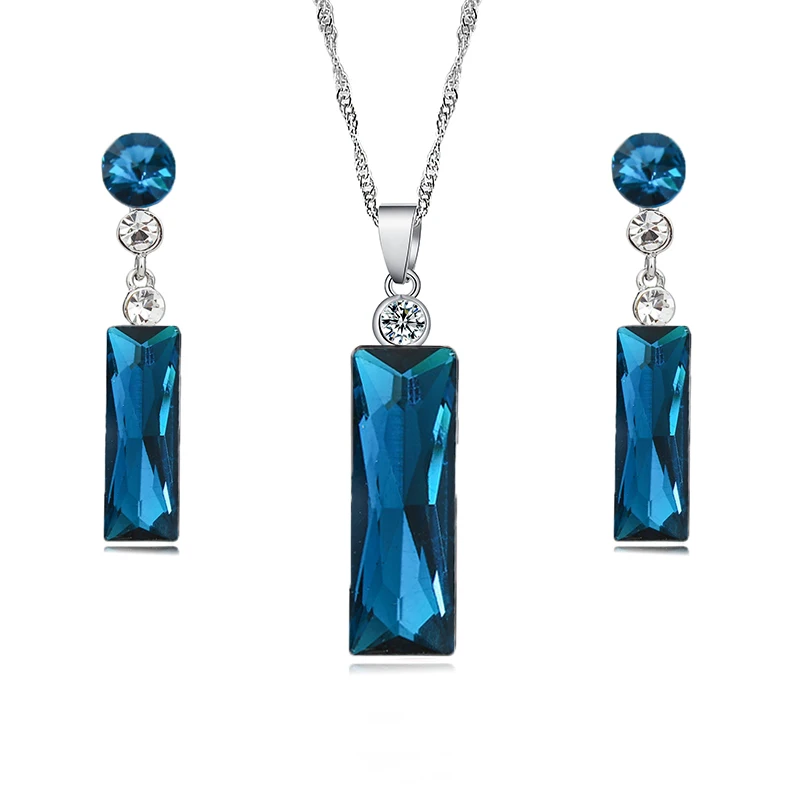 Новинка 2017 ювелирный набор с кристаллами модные длинные серьги-капли и ожерелье