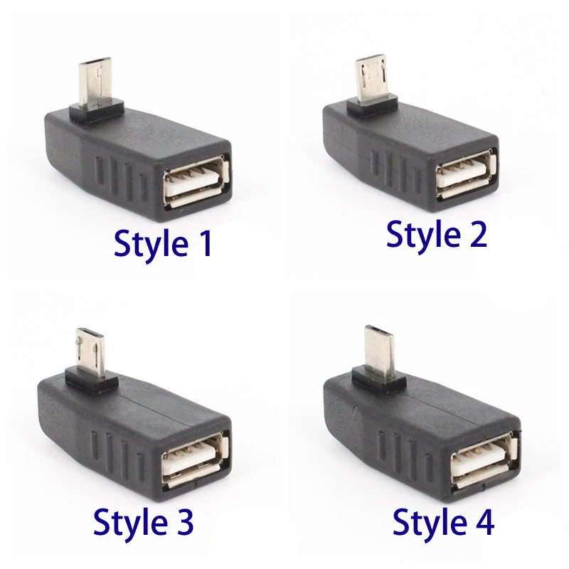 10 шт./лот 90 градусов вверх вниз правый угловой микро USB Тип B к мама OTG адаптер