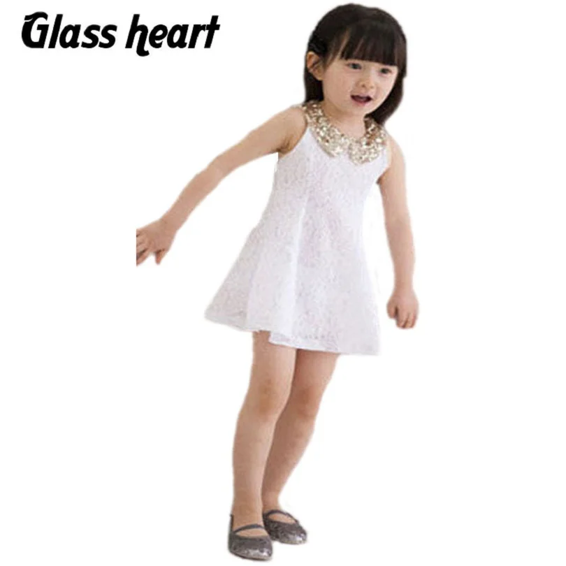 Lace Deguisement Fille Enfant Girl Dress Kids Clothes Summer Sequin Collar Baby Party Evening Jurken Children Clothing | Детская одежда