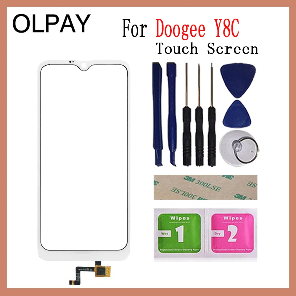White Y8C With Tools OLPAY 6,1 '' Новинка Для Doogee Y8 сенсорный экран дигитайзер для Doogee Y8C Сенсорная панель Сенсорный экран сенсор Переднее стекло инструменты - Цвет: White Y8C With Tools