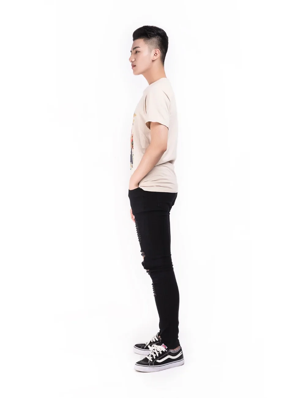 Дизайнер Slim Fit Рваные джинсы Для мужчин Привет улица S Distressed Denim Joggers отверстия на