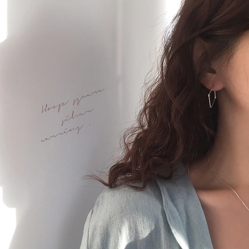 SHANICE 925 пробы, серебряные геометрические большие квадратные серьги для женщин, модные большие полые Висячие серьги, ювелирное изделие, массивные серьги