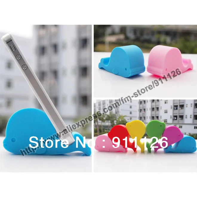 6 шт. / lot телефон Mini держатель животное кит форма мобильный прочный силикон