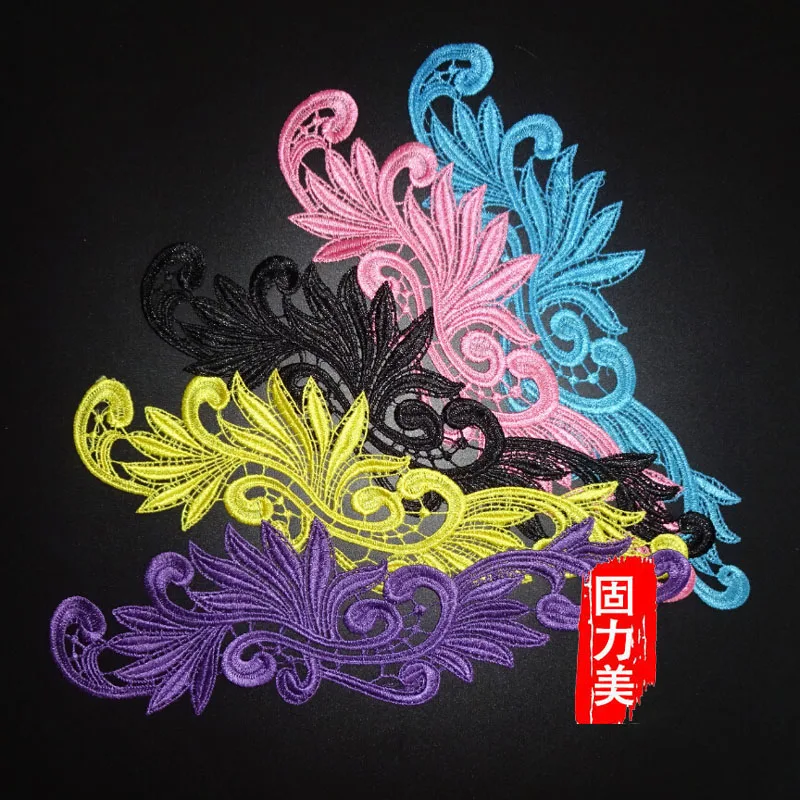 10PC 12 colors gold purple blue pink gray brown red green embroidered lace appliques sewing on patches flowers | Дом и сад
