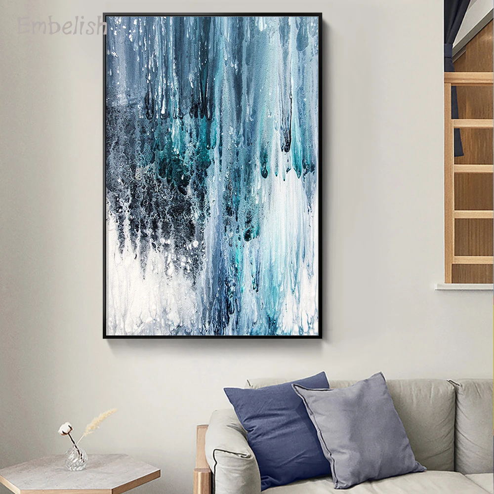 

Embelish 1 Pieces Blue And White Paints Abstract Wall Pictures For Living Room HD Print On Canvas Paintings Home Decor Artworks