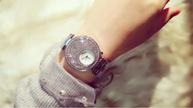 

BS brand Luxury fashion Women Rhinestone Watches Lady Diamond Dress Watch Stainless Steel Bracelet Crystal Wristwatches