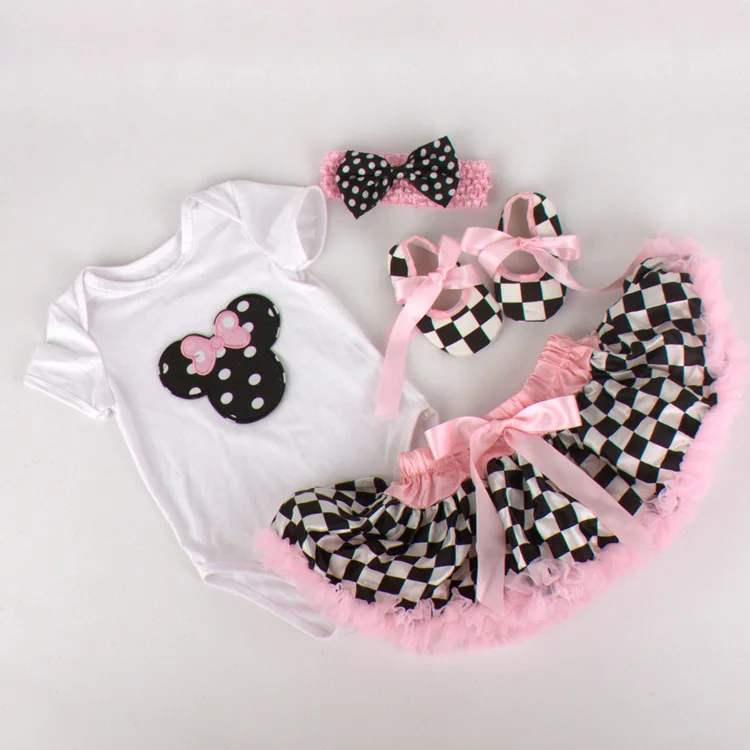 

DollMai reborn baby girls clothes brilliant puff skirt with headdress ribbon bowknot shoes suit for 50-57cm newborn baby gifts