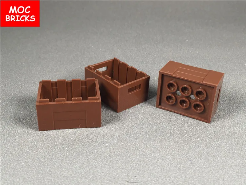 10 шт./лот MOC brick коричневый контейнер ящик с ручками подходит для 30150 строительных