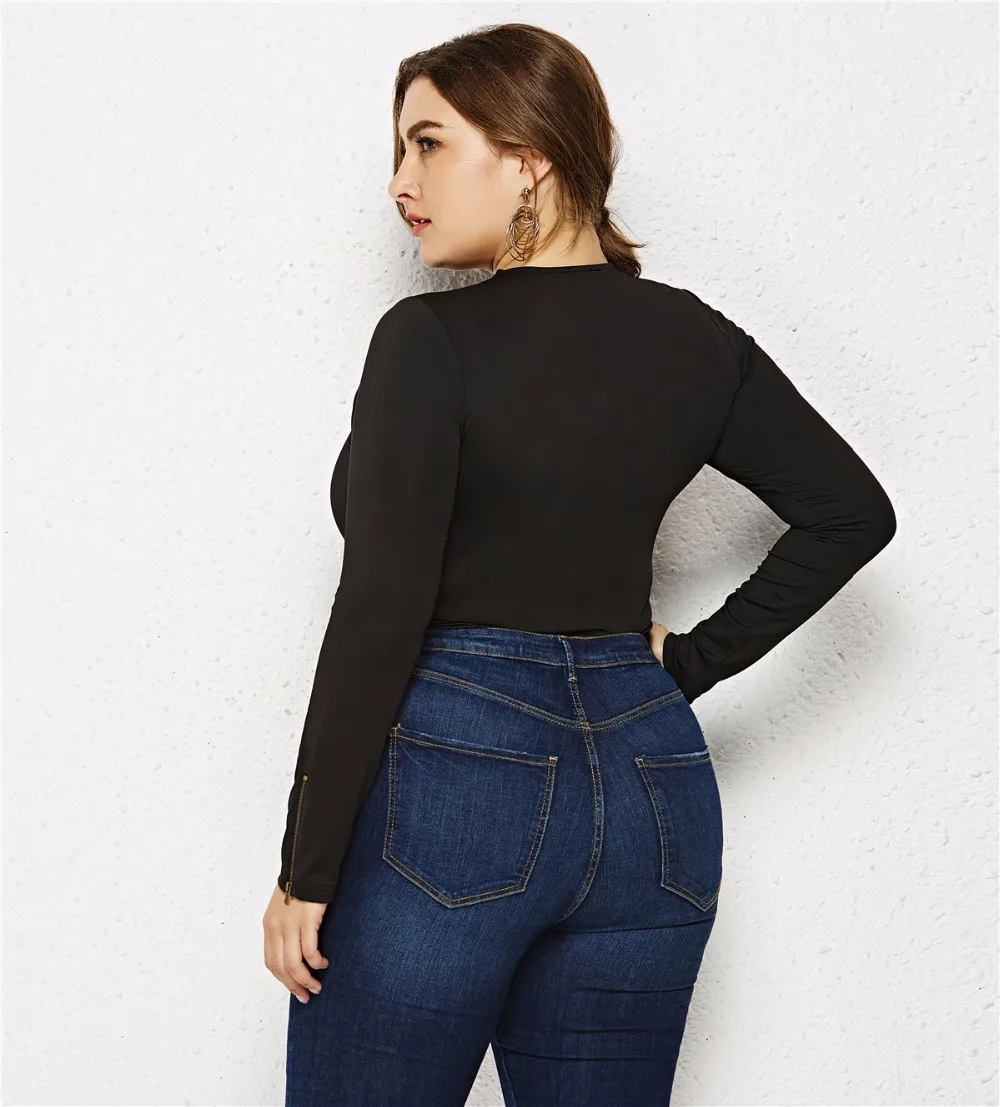 5XL6XL повседневные Комбинезоны для женщин с длинным рукавом и круглым вырезом