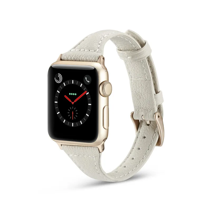 Ремешок из натуральной кожи для Apple Watch тонкий ремешок часов 4 3 2 1 40 44 42 38 мм |