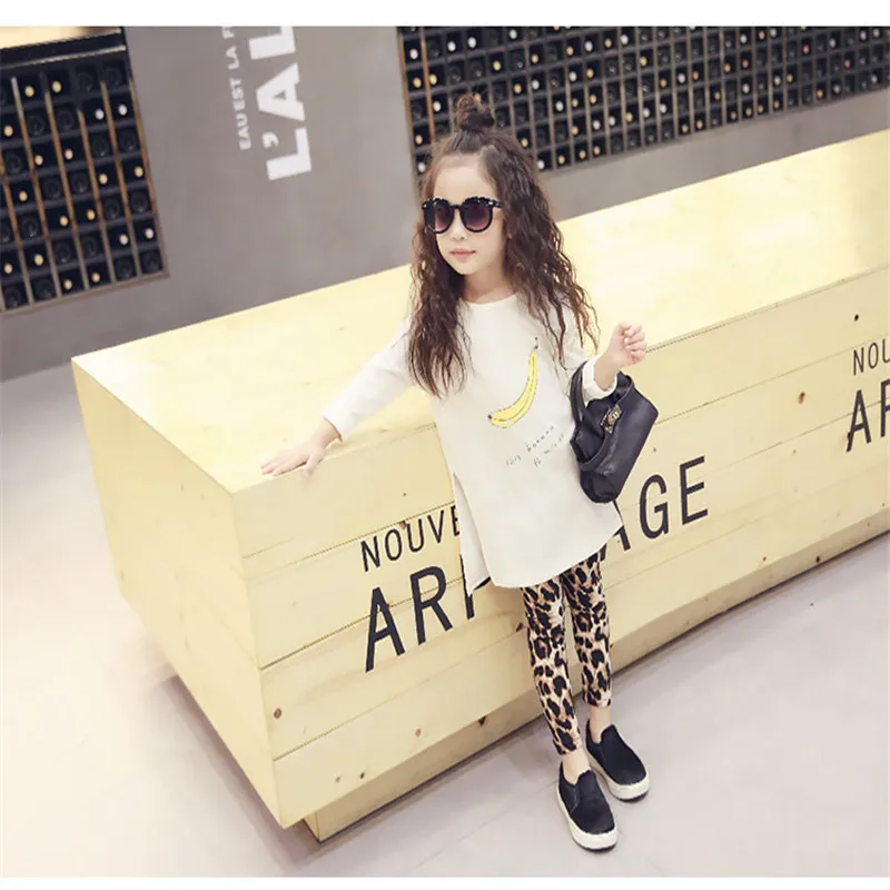 2017 Акция Лидер продаж Прямые брюки для маленьких девочек модные с леопардовым