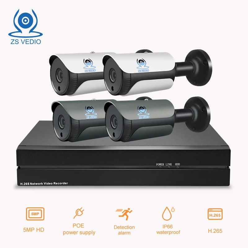 ZSVEDIO 4ch 5.0MP POE Комплект H.265 CCTV безопасности 8CH NVR IP камера Outdoot водонепроницаемый ИК