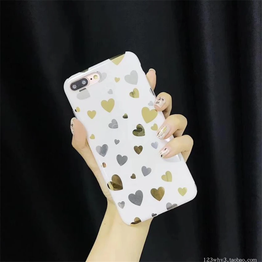 Симпатичные сердце любовь телефон случаях для iPhone 6 6S Plus позолота гладкая мягкая